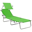 vidaXL Powder-coated Steel Standard Foldable Sun Lounger in Green