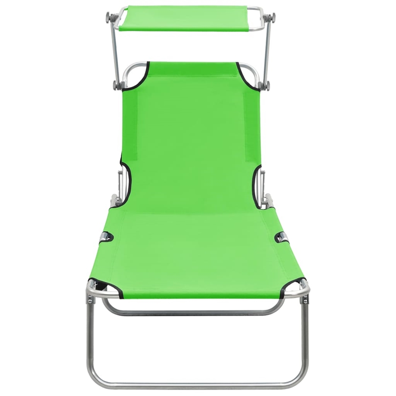 vidaXL Powder-coated Steel Standard Foldable Sun Lounger in Green