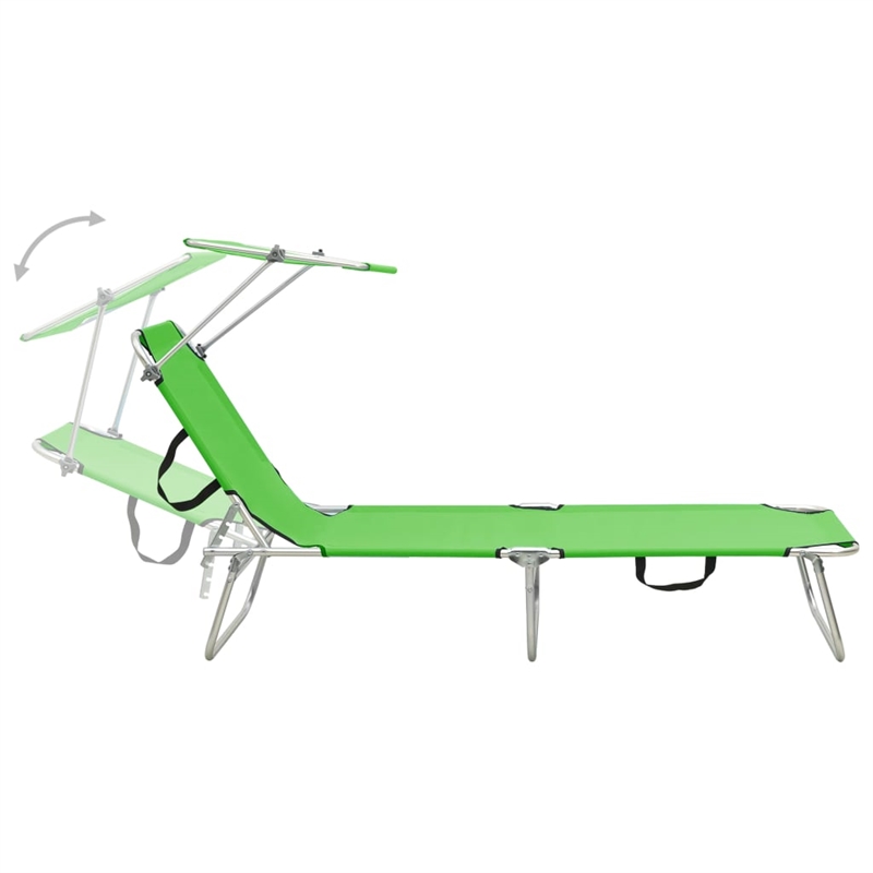 vidaXL Powder-coated Steel Standard Foldable Sun Lounger in Green
