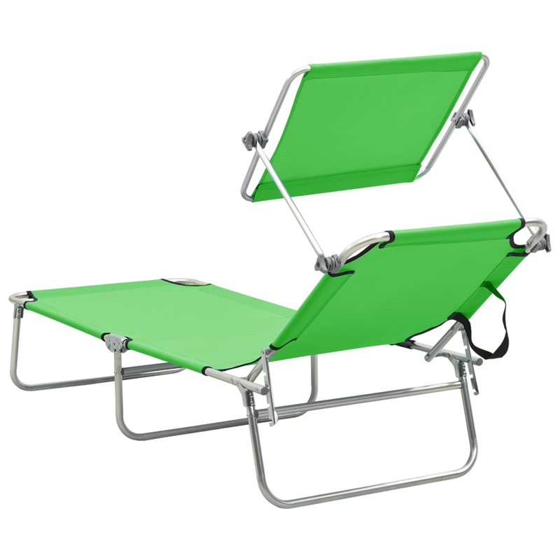 vidaXL Powder-coated Steel Standard Foldable Sun Lounger in Green