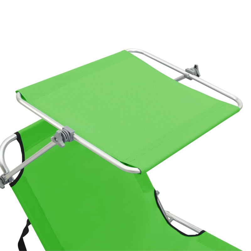 vidaXL Powder-coated Steel Standard Foldable Sun Lounger in Green