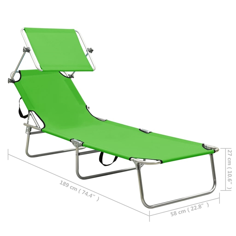 vidaXL Powder-coated Steel Standard Foldable Sun Lounger in Green