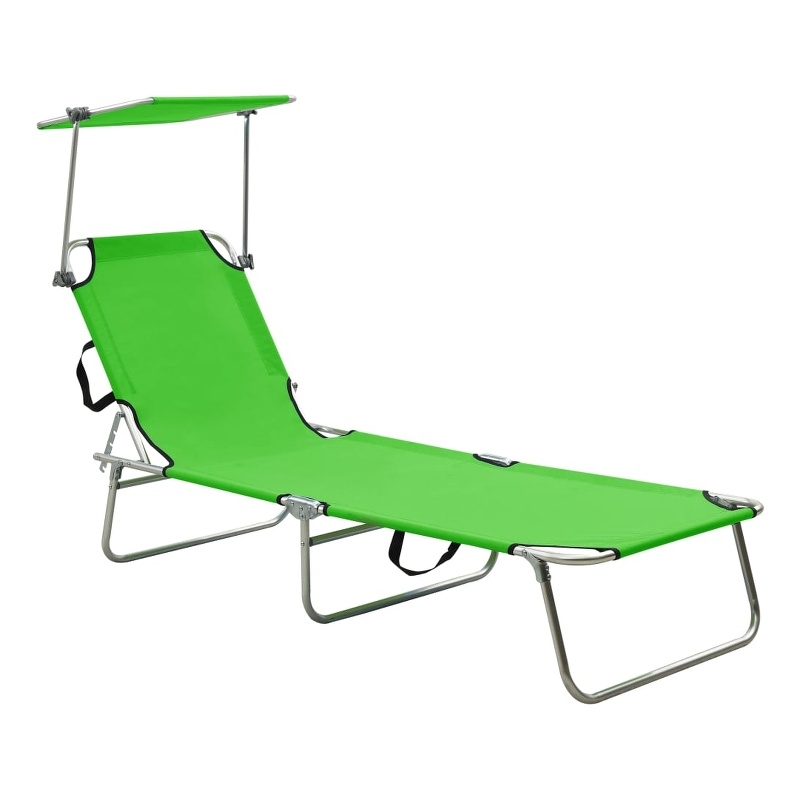 vidaXL Powder-coated Steel Standard Foldable Sun Lounger in Green