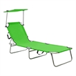vidaXL Powder-coated Steel Standard Foldable Sun Lounger in Green