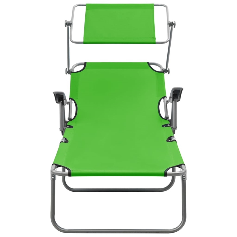 vidaXL Powder-Coated Steel  Sun Lounger in Green