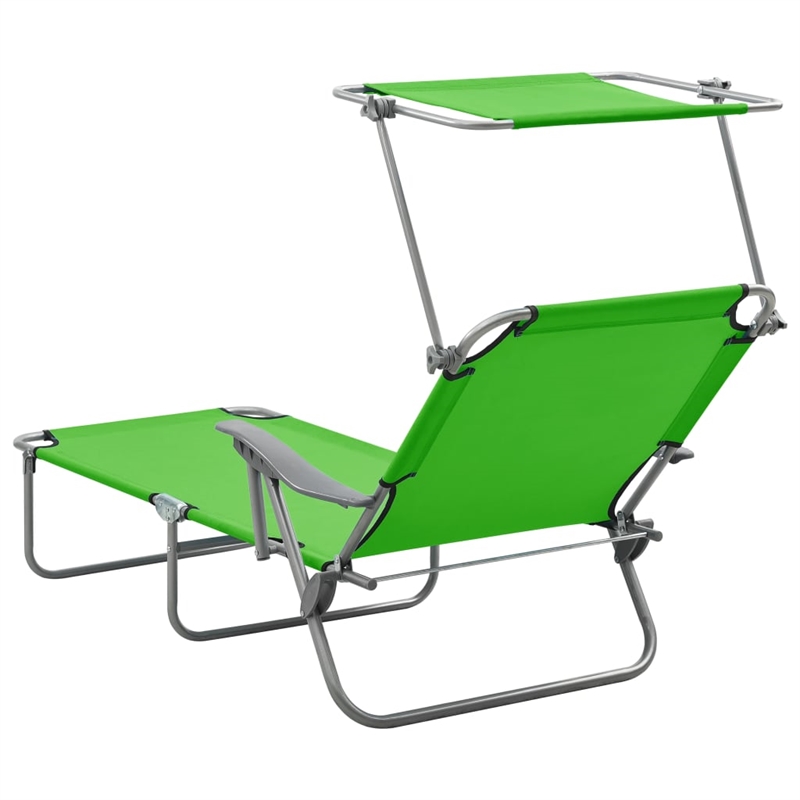 vidaXL Powder-Coated Steel  Sun Lounger in Green