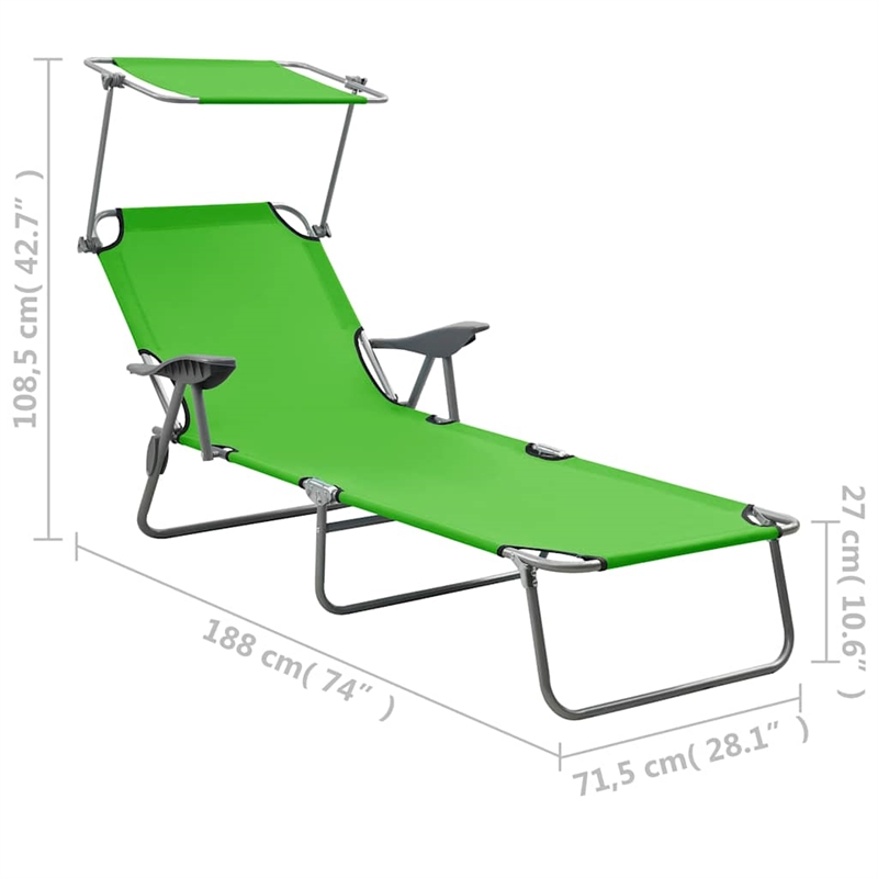 vidaXL Powder-Coated Steel  Sun Lounger in Green
