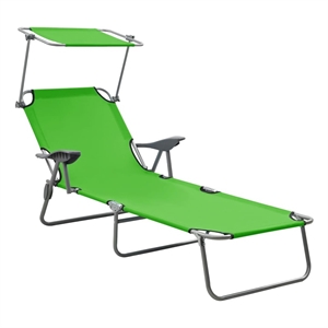vidaXL Powder-Coated Steel  Sun Lounger in Green