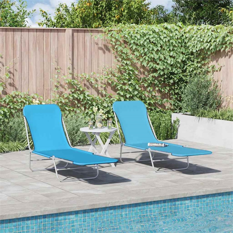 vidaXL Sun Lounger in Blue (Set of 2)