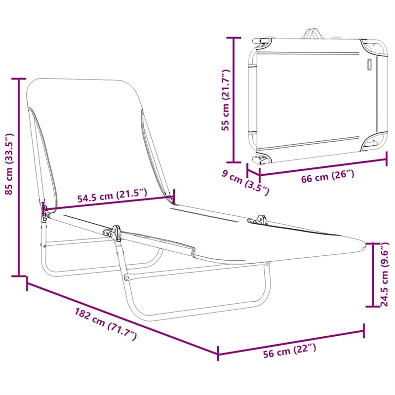 vidaXL Sun Lounger in Blue (Set of 2)