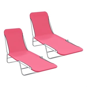 vidaXL Sun Lounger in Pink (Set of 2)