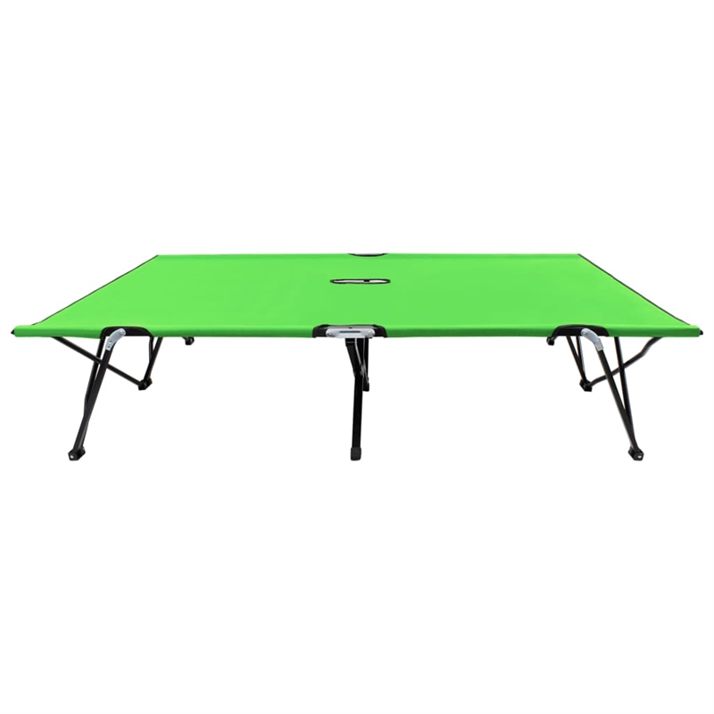 vidaXL Double Powder-Coated Steel Sun Lounger in Green