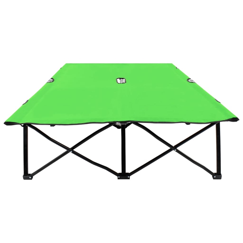 vidaXL Double Powder-Coated Steel Sun Lounger in Green