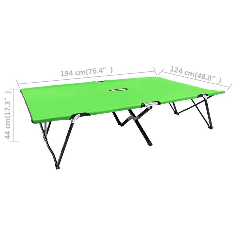 vidaXL Double Powder-Coated Steel Sun Lounger in Green