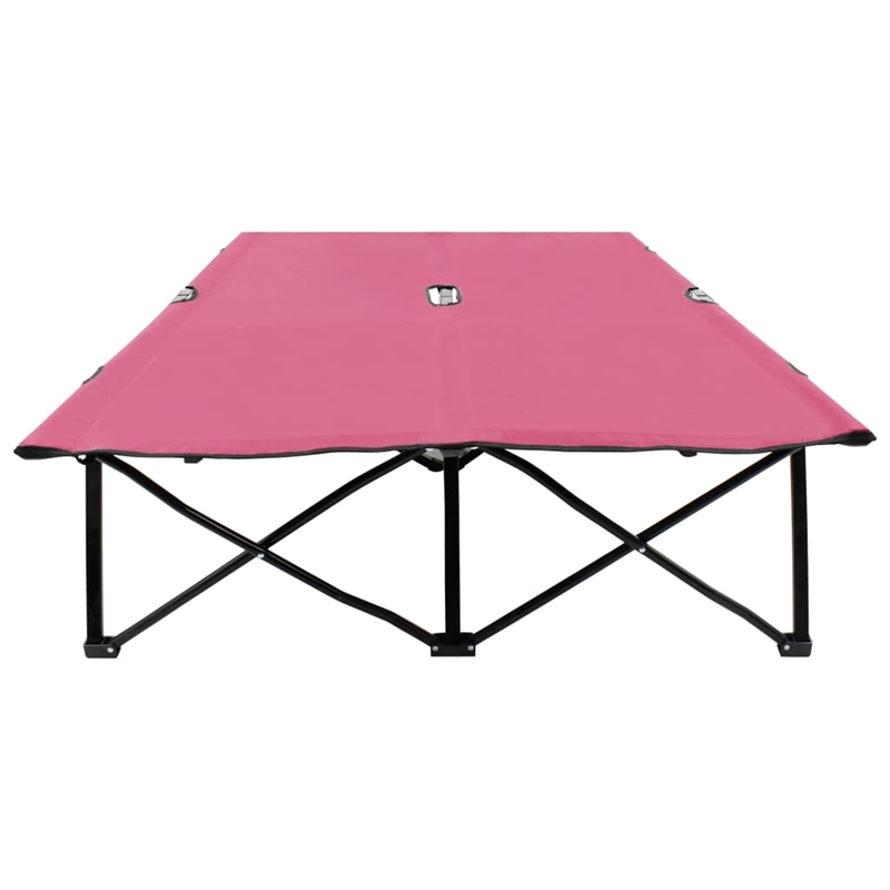 vidaXL Powder-Coated Steel Sun Lounger in Pink