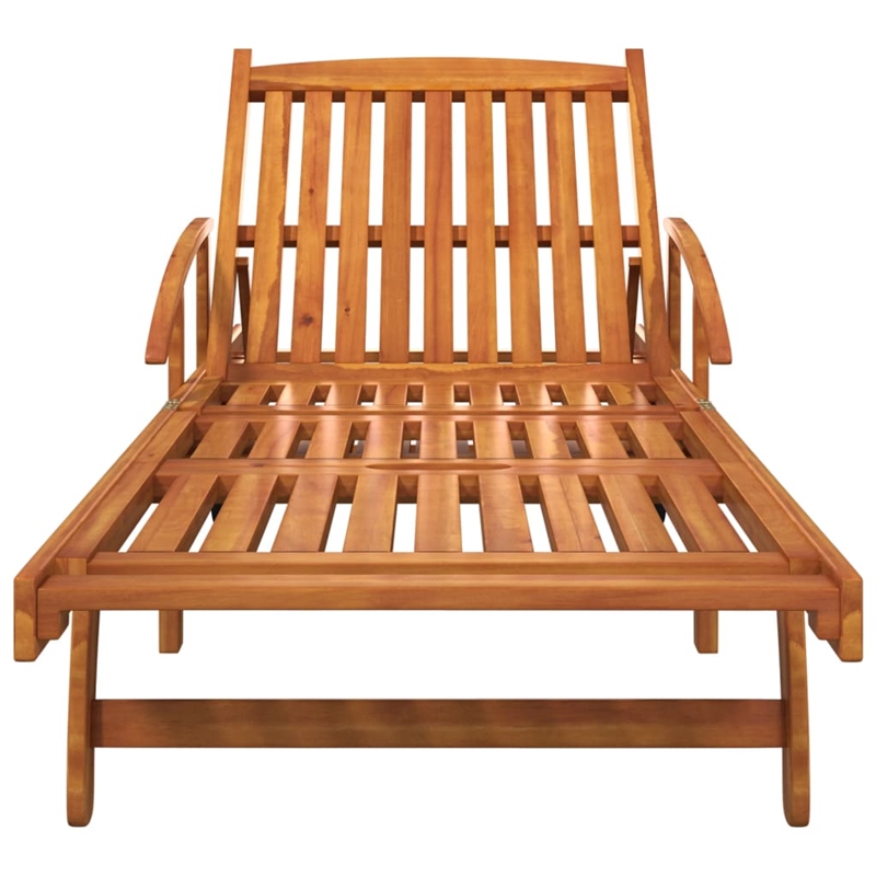 vidaXL Solid Acacia Wood Sun Lounger in Brown (Set of 2)