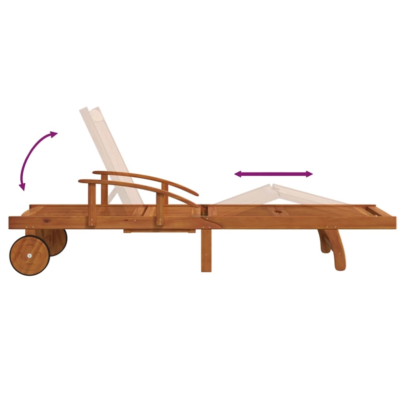 vidaXL Solid Acacia Wood Sun Lounger in Brown (Set of 2)