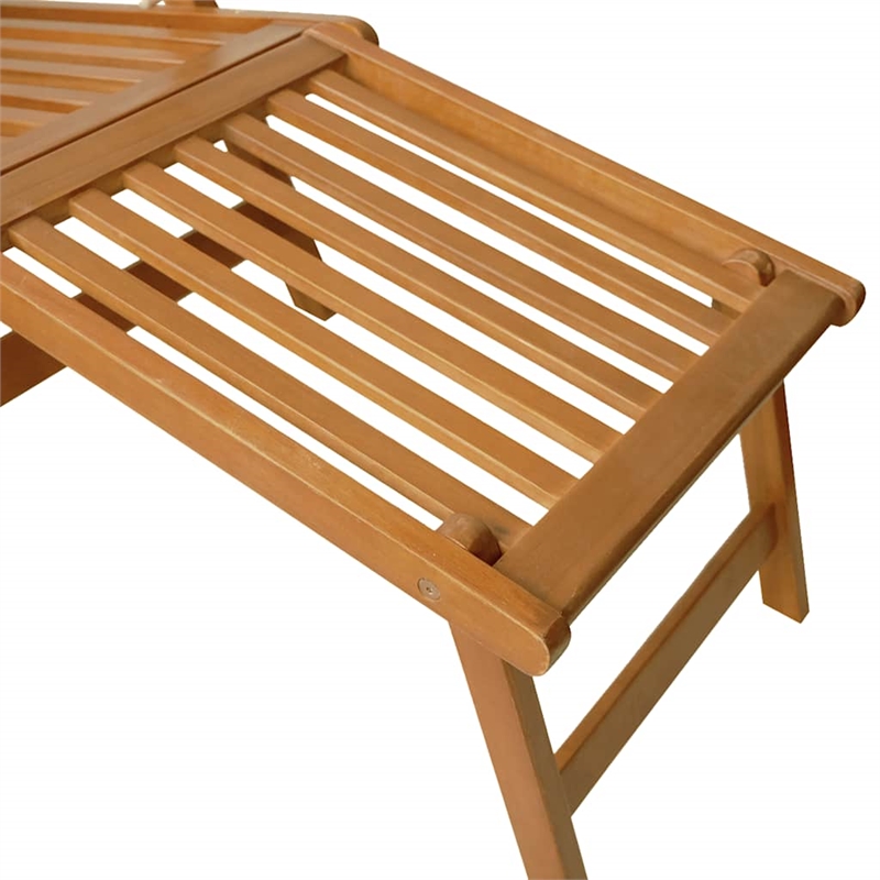 vidaXL Solid Acacia Wood Deck Chair w/ Adjustable Armrests in Brown