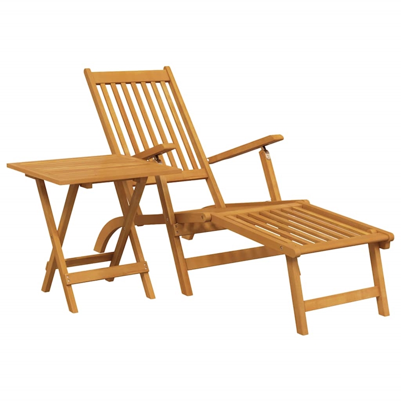 vidaXL Solid Acacia Wood Foldable Deck Chair in Brown