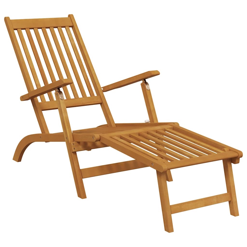 vidaXL Solid Acacia Wood Foldable Deck Chair in Brown
