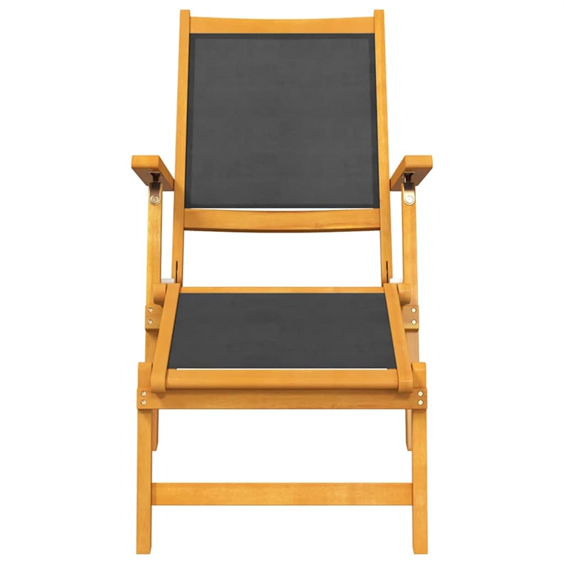 vidaXL Solid Acacia Wood Foldable Deck Chair in Black