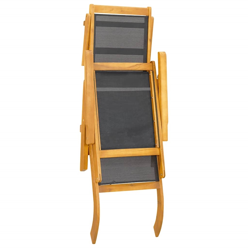 vidaXL Solid Acacia Wood Foldable Deck Chair in Black