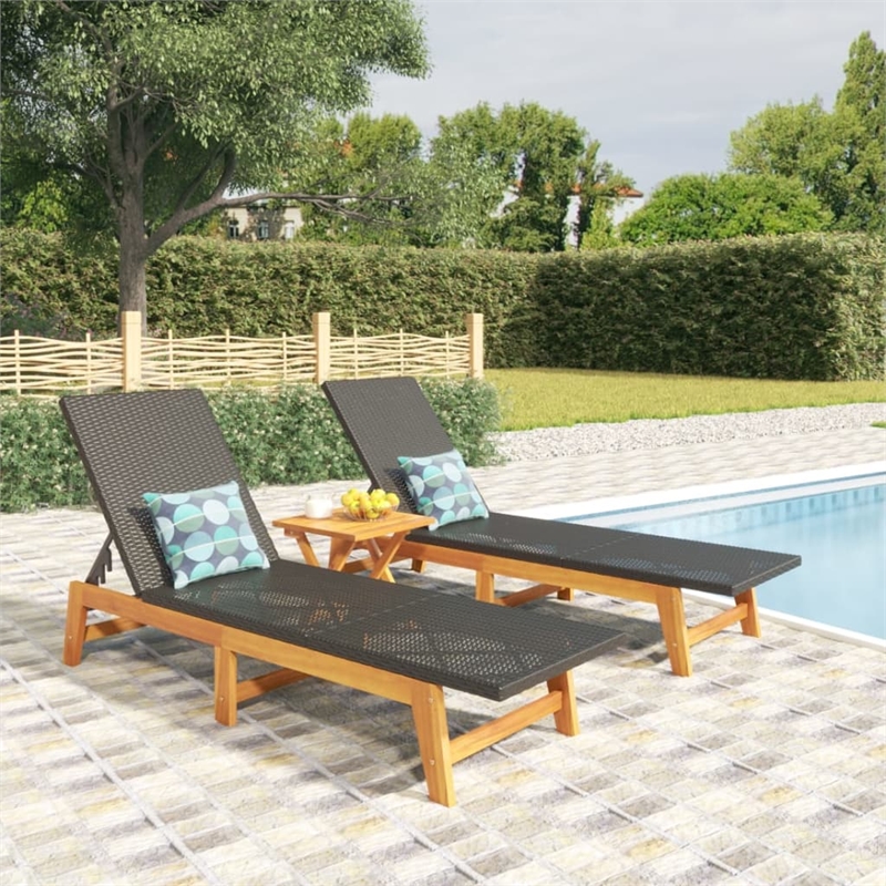 vidaXL PE Rattan Garden Lounge in Black