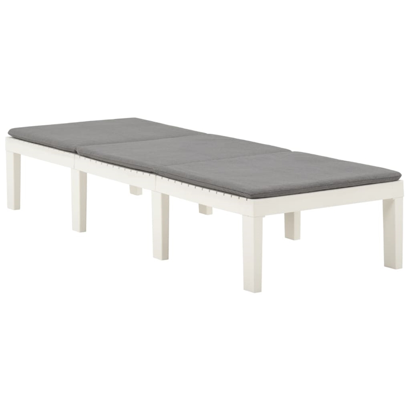 vidaXL Sun Lounger w/ Cushion in White
