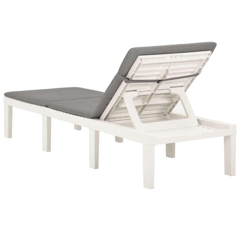 vidaXL Sun Lounger w/ Cushion in White