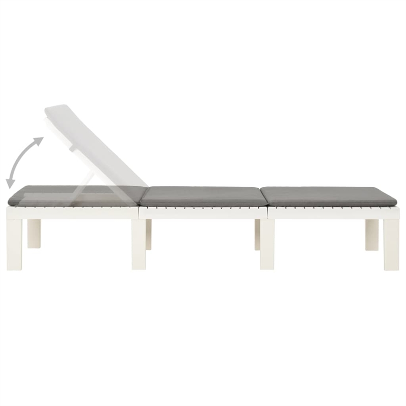 vidaXL Sun Lounger w/ Cushion in White