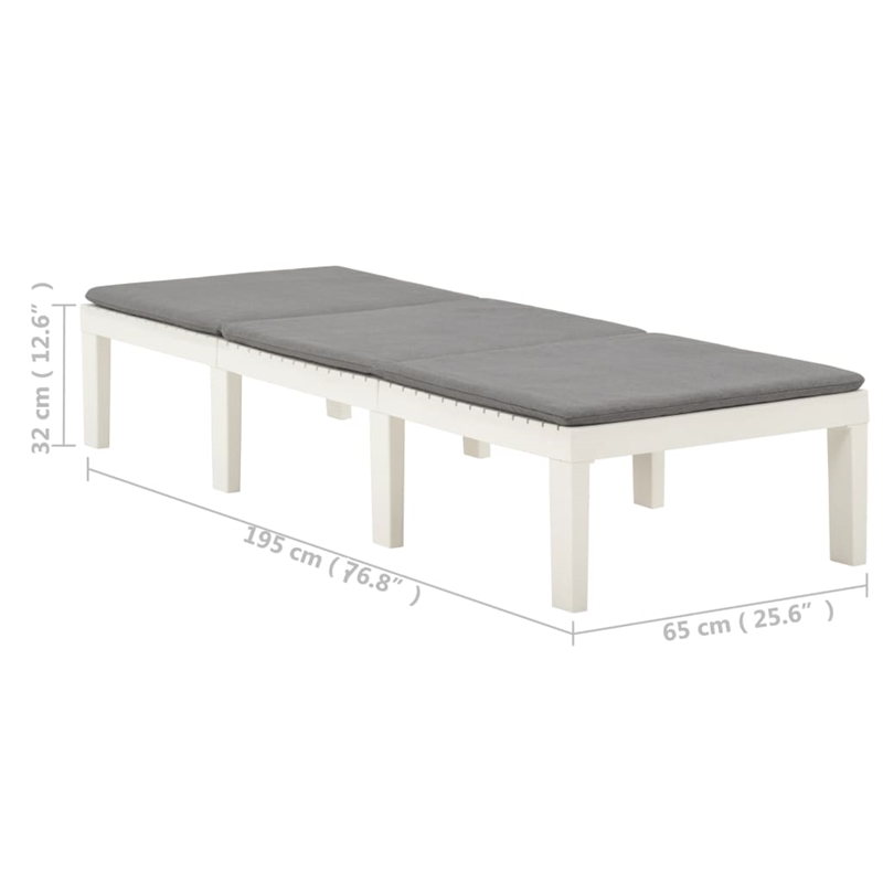 vidaXL Sun Lounger w/ Cushion in White