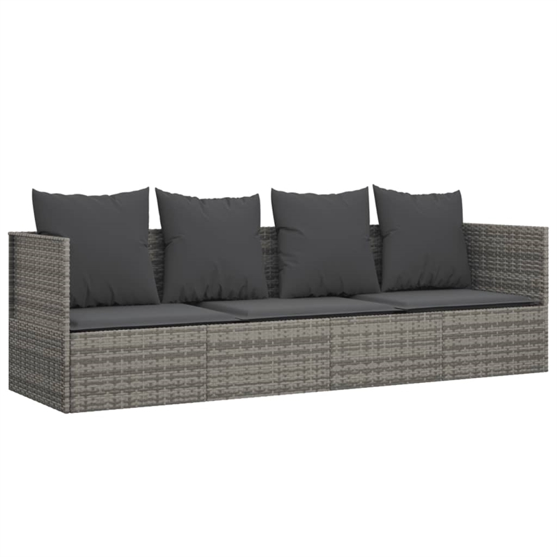vidaXL PE Rattan Outdoor Lounge Bed in Gray