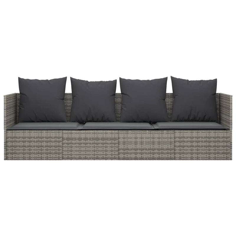 vidaXL PE Rattan Outdoor Lounge Bed in Gray