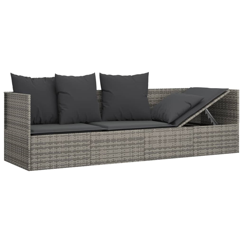 vidaXL PE Rattan Outdoor Lounge Bed in Gray