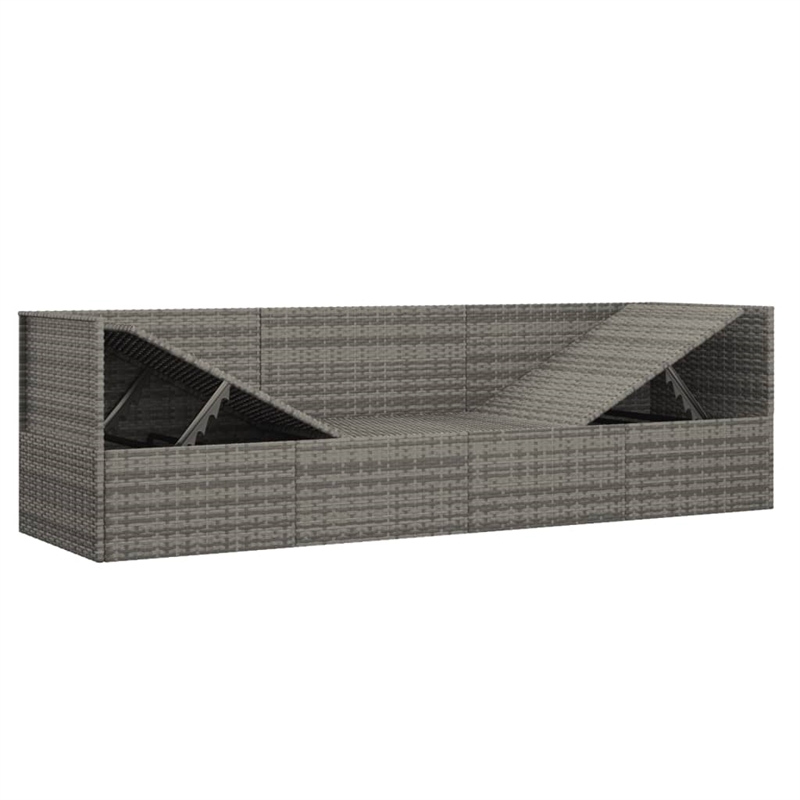 vidaXL PE Rattan Outdoor Lounge Bed in Gray