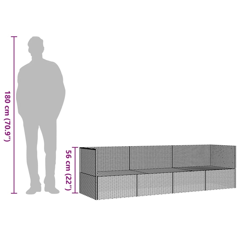 vidaXL PE Rattan Outdoor Lounge Bed in Gray