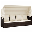 vidaXL PE Rattan Outdoor Lounge Bed w/ Adjustable Armrests in Brown