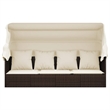 vidaXL PE Rattan Outdoor Lounge Bed w/ Adjustable Armrests in Brown