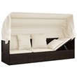vidaXL PE Rattan Outdoor Lounge Bed w/ Adjustable Armrests in Brown