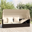 vidaXL PE Rattan Outdoor Lounge Bed w/ Adjustable Armrests in Brown