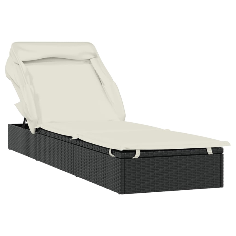 vidaXL PE Rattan Sunbed in Black