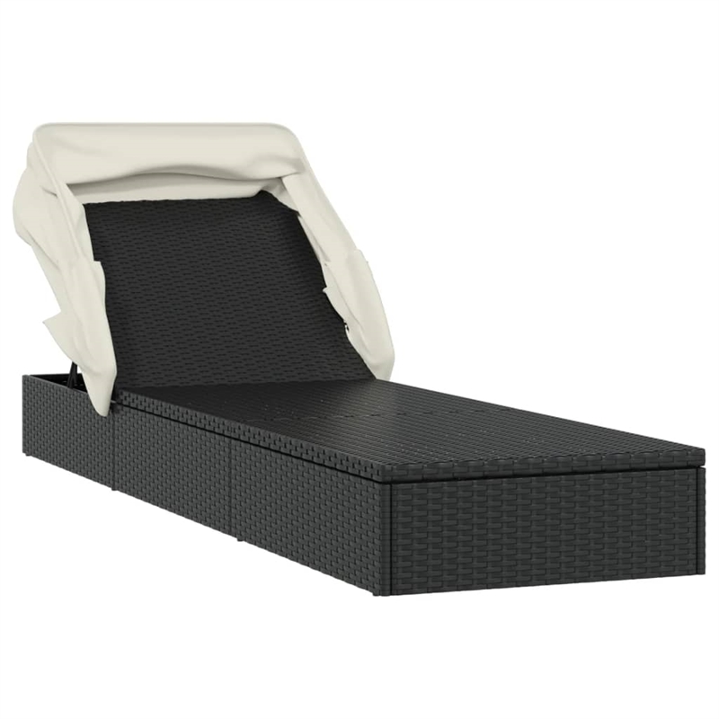 vidaXL PE Rattan Sunbed in Black