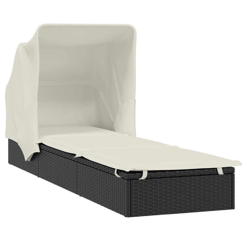vidaXL PE Rattan Sunbed in Black