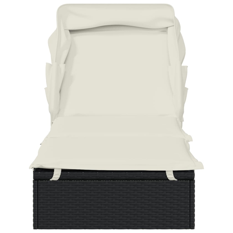 vidaXL PE Rattan Sunbed in Black