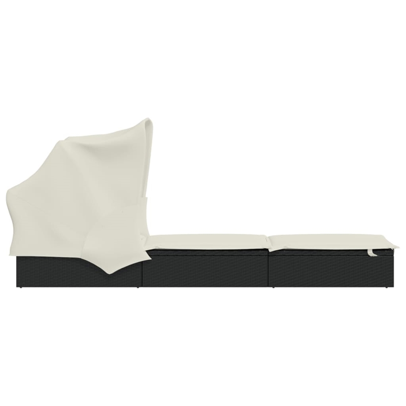 vidaXL PE Rattan Sunbed in Black