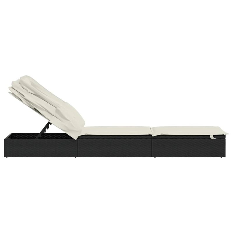 vidaXL PE Rattan Sunbed in Black