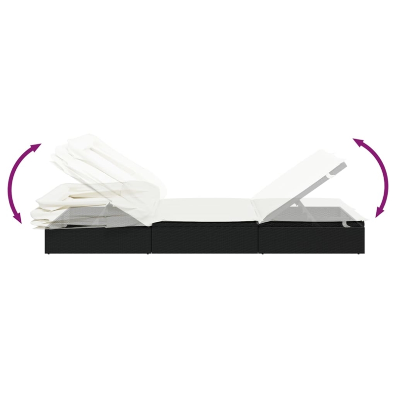 vidaXL PE Rattan Sunbed in Black