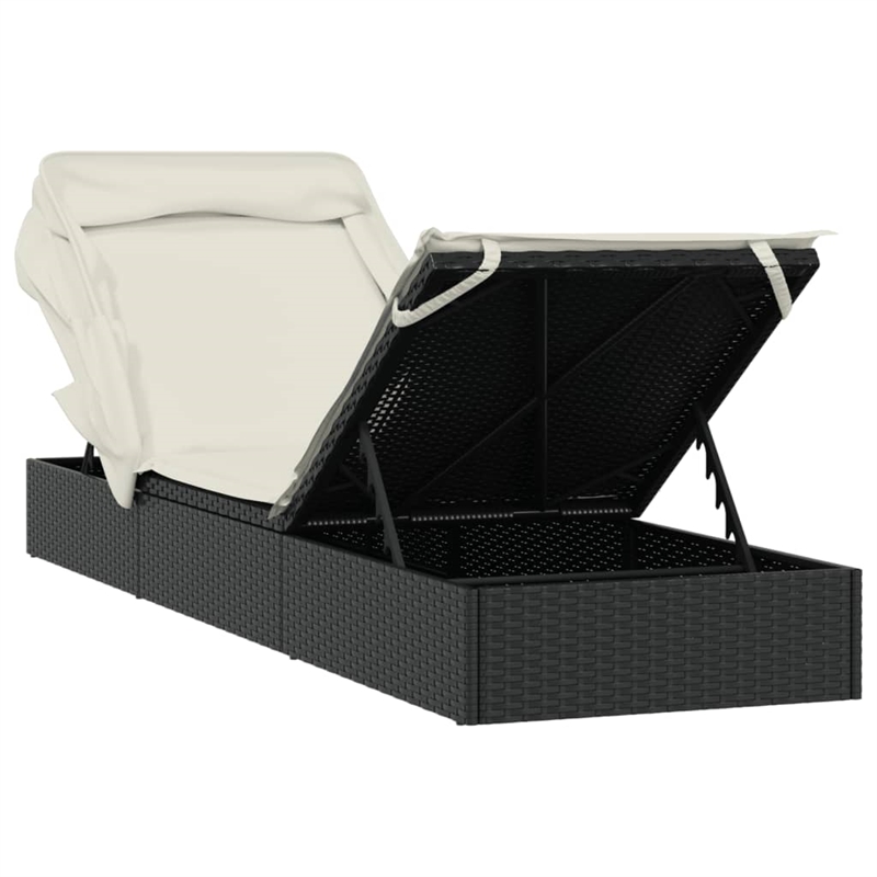 vidaXL PE Rattan Sunbed in Black