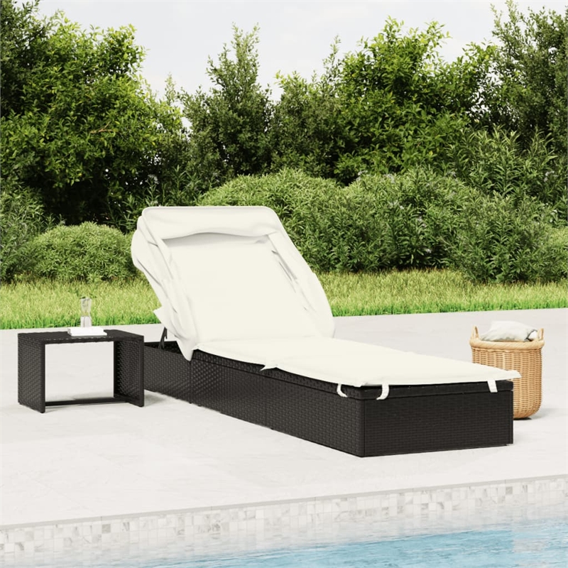 vidaXL PE Rattan Sunbed in Black