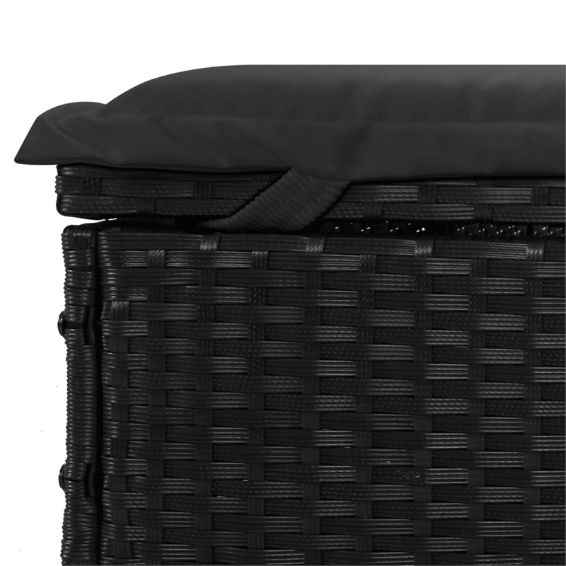 vidaXL PE Rattan Double Sunbed w/ Adjustable Armrests in Black